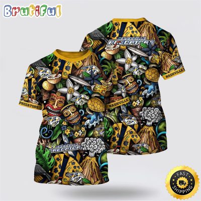NHL Nashville Predators All Over Print T Shirt Tropical Tiki Pattern Summer T Shirt