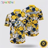 NHL Nashville Predators Hawaiian Shirt Tropical Begonia Flower Pattern Summer Hawaiian Shirt