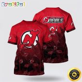 NHL New Jersey Devils All Over Print T Shirt Tropical Flamingo Pattern Summer T Shirt