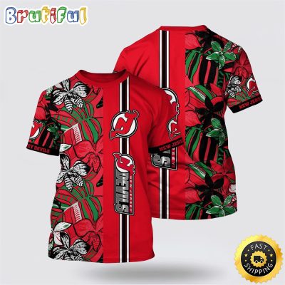 NHL New Jersey Devils All Over Print T Shirt Tropical Tropical Forest Floral Pattern Summer T Shirt