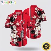 NHL New Jersey Devils Hawaiian Shirt Tropical Hepatica Floral Pattern Summer Hawaiian Shirt