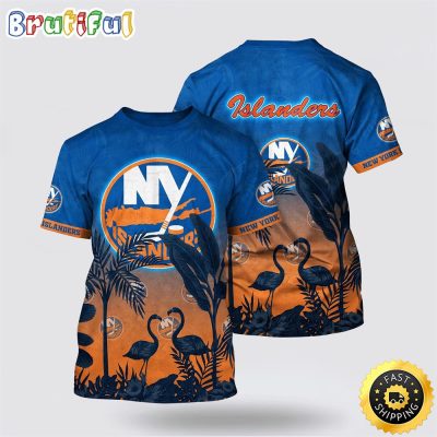 NHL New York Islanders All Over Print T Shirt Tropical Flamingo Pattern Summer T Shirt