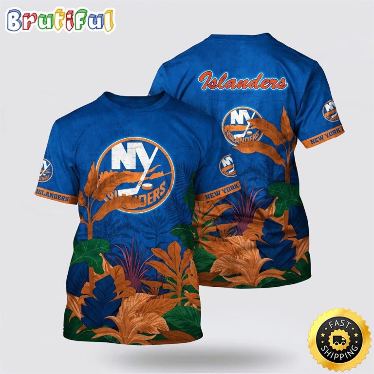 NHL New York Islanders All Over Print T Shirt Tropical Forest Motifs Summer T Shirt