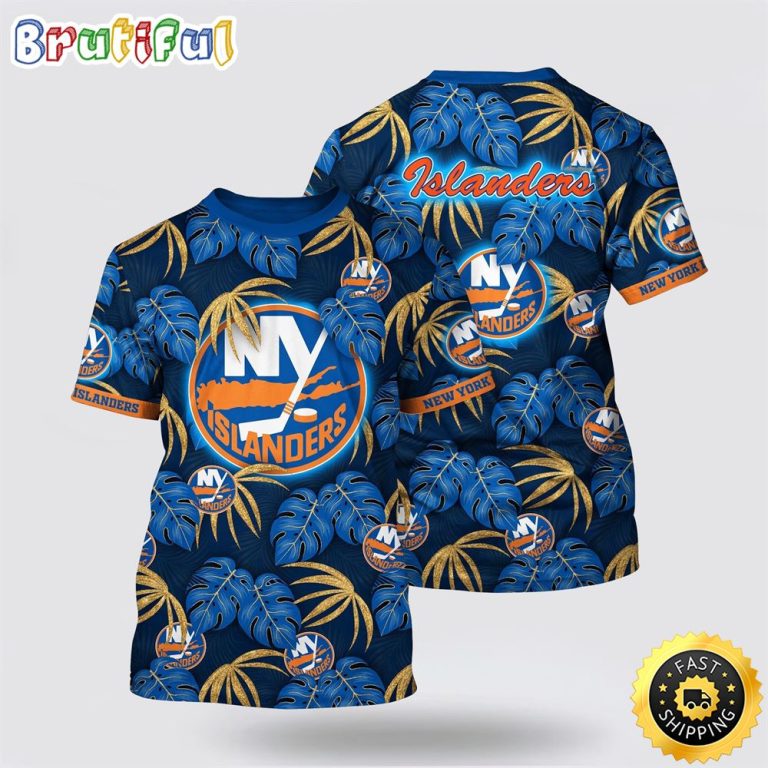 NHL New York Islanders All Over Print T Shirt Tropical Motifs Summer T Shirt