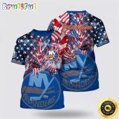 NHL New York Islanders All Over Print T Shirt With American Independence Day Pattern Summer T Shirt