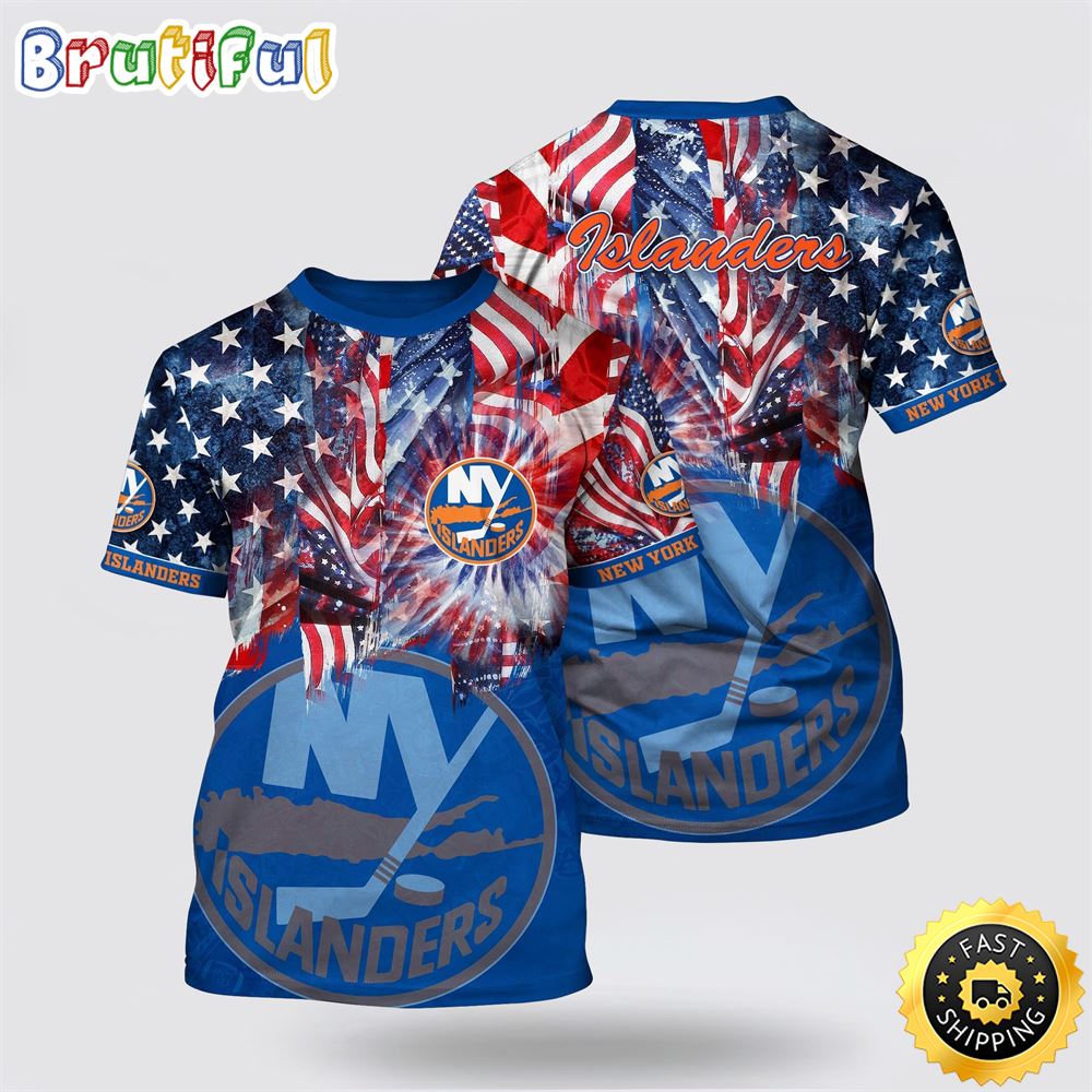 NHL New York Islanders All Over Print T Shirt With American Independence Day Pattern Summer T Shirt NHL New York Islanders All Over Print T Shirt With American Independence Day Pattern Summer T Shirt