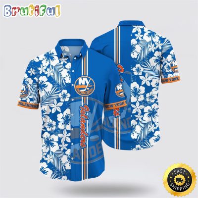 NHL New York Islanders Hawaiian Shirt Tropical Apricot Blossom Pattern Summer Hawaiian Shirt