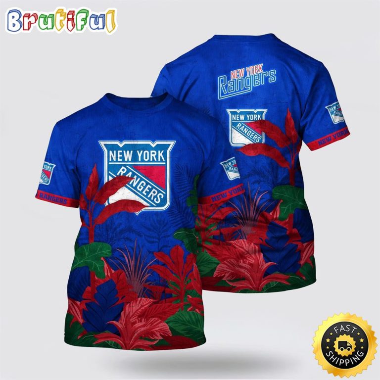 NHL New York Rangers All Over Print T Shirt Tropical Forest Motifs Summer T Shirt