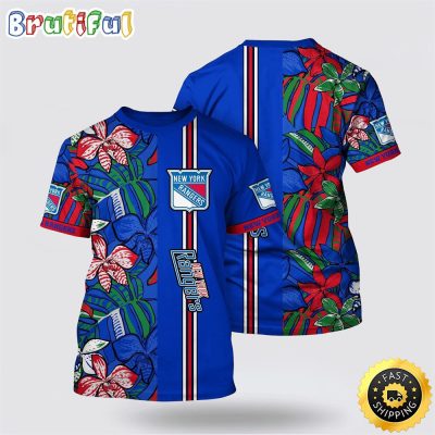 NHL New York Rangers All Over Print T Shirt Tropical Tropical Forest Floral Pattern Summer T Shirt