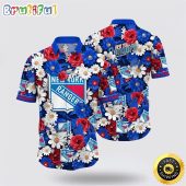 NHL New York Rangers Hawaiian Shirt Tropical Begonia Flower Pattern Summer Hawaiian Shirt