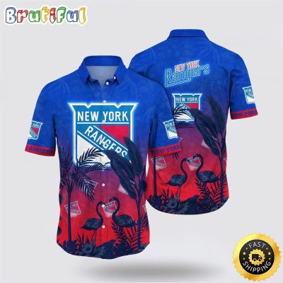 NHL New York Rangers Hawaiian Shirt Tropical Flamingo Pattern Summer Hawaiian Shirt