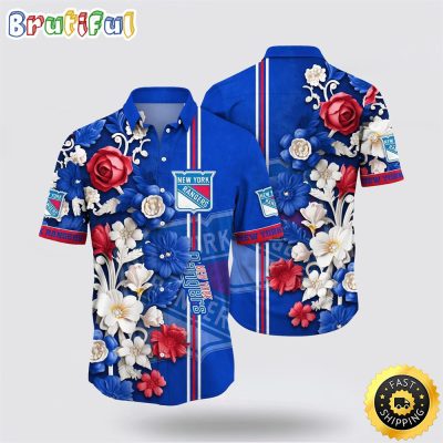 NHL New York Rangers Hawaiian Shirt Tropical Hepatica Floral Pattern Summer Hawaiian Shirt