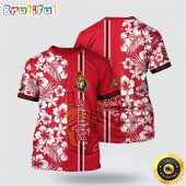 NHL Ottawa Senators All Over Print T Shirt Tropical Apricot Blossom Pattern Summer T Shirt