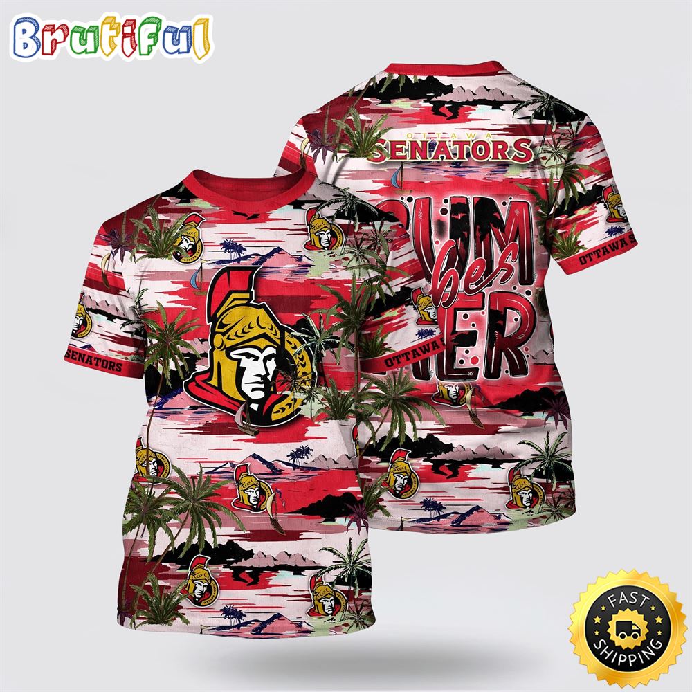 NHL Ottawa Senators All Over Print T Shirt Tropical Desert Island Motif Summer T Shirt NHL Ottawa Senators All Over Print T Shirt Tropical Desert Island Motif Summer T Shirt