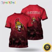 NHL Ottawa Senators All Over Print T Shirt Tropical Flamingo Pattern Summer T Shirt