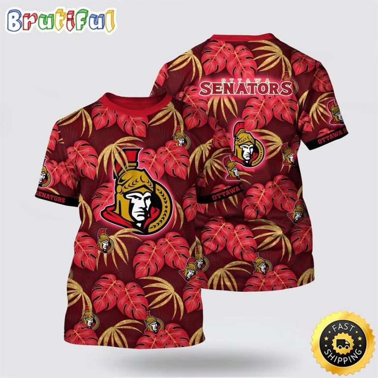 NHL Ottawa Senators All Over Print T Shirt Tropical Motifs Summer T Shirt