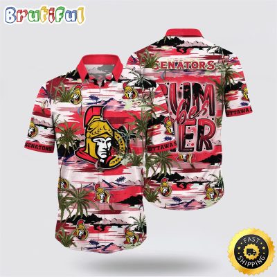 NHL Ottawa Senators Hawaiian Shirt Tropical Desert Island Motif Summer Hawaiian Shirt