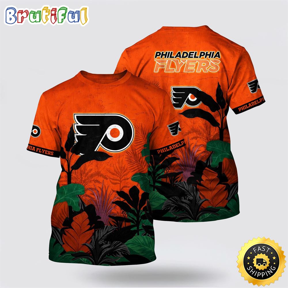 NHL Philadelphia Flyers All Over Print T Shirt Tropical Forest Motifs Summer T Shirt