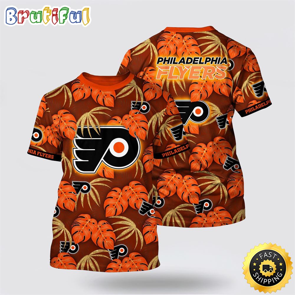NHL Philadelphia Flyers All Over Print T Shirt Tropical Motifs Summer T Shirt