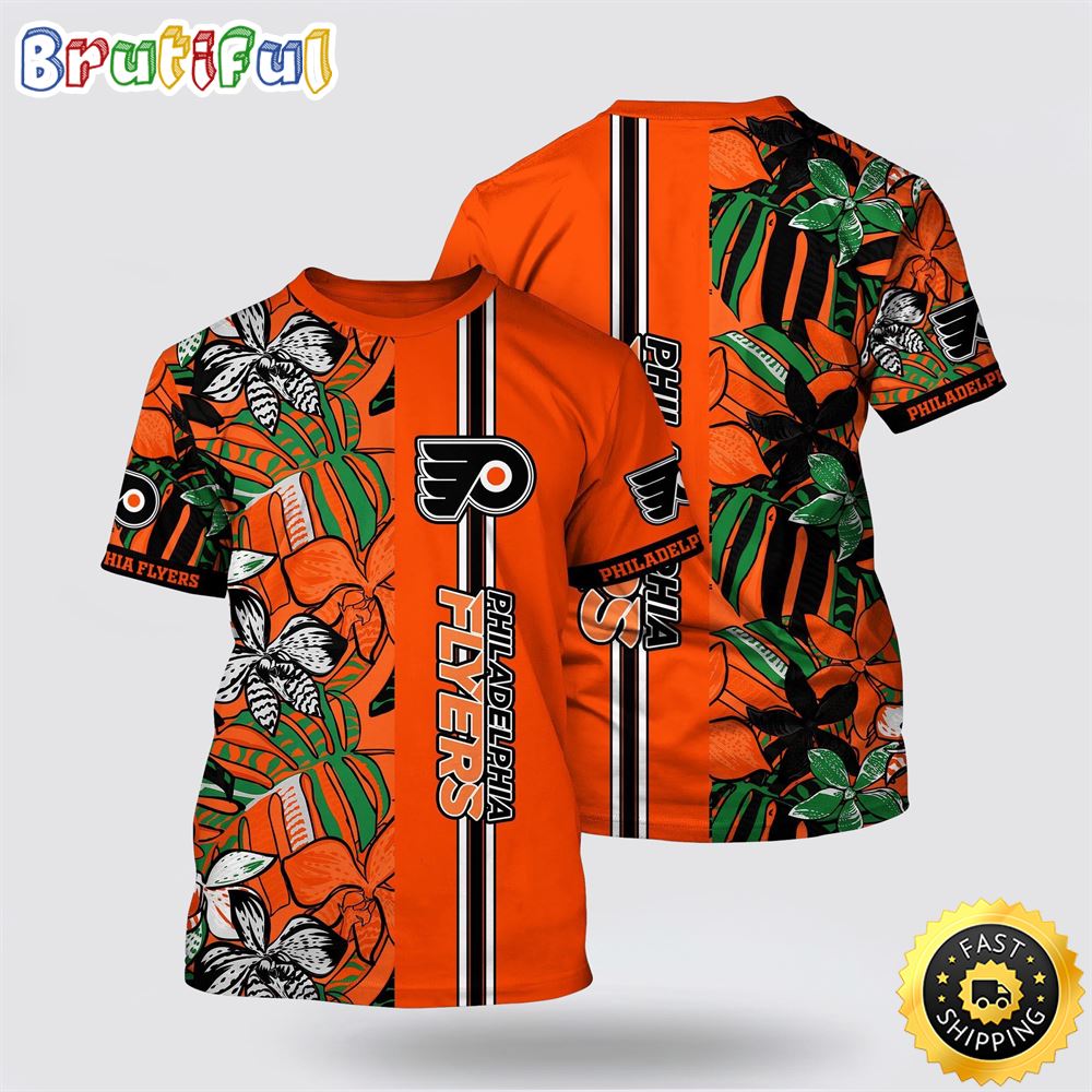 NHL Philadelphia Flyers All Over Print T Shirt Tropical Tropical Forest Floral Pattern Summer T Shirt
