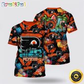NHL Philadelphia Flyers All Over Print T Shirt With Tropical Fruits Summer T Shirt