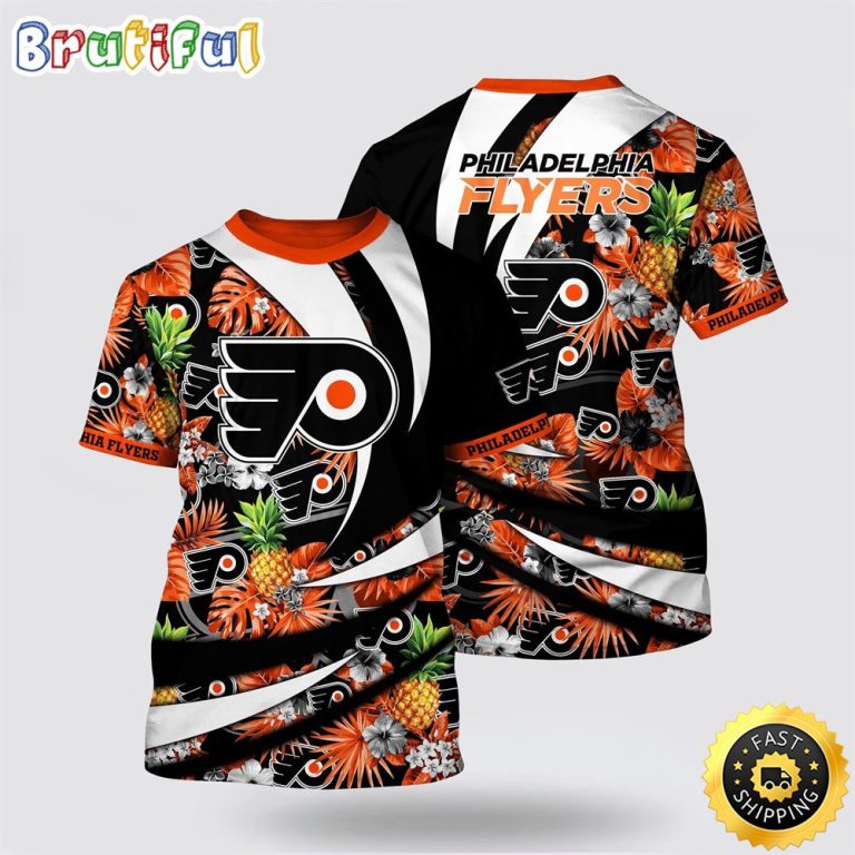 NHL Philadelphia Flyers All Over Print T Shirt With Tropical Pineapple Summer T Shirt