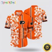 NHL Philadelphia Flyers Hawaiian Shirt Tropical Apricot Blossom Pattern Summer Hawaiian Shirt