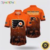 NHL Philadelphia Flyers Hawaiian Shirt Tropical Flamingo Pattern Summer Hawaiian Shirt