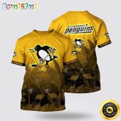 NHL Pittsburgh Penguins All Over Print T Shirt Tropical Flamingo Pattern Summer T Shirt