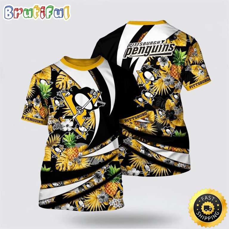 NHL Pittsburgh Penguins All Over Print T Shirt With Tropical Pineapple Summer T Shirt
