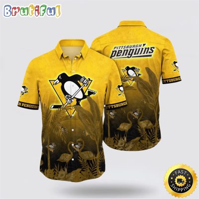 NHL Pittsburgh Penguins Hawaiian Shirt Tropical Flamingo Pattern Summer Hawaiian Shirt
