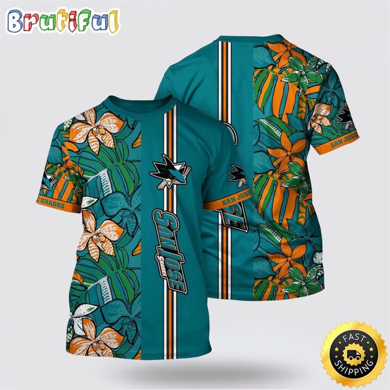 NHL San Jose Sharks All Over Print T Shirt Tropical Tropical Forest Floral Pattern Summer T Shirt