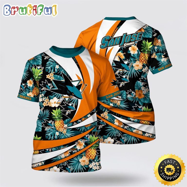 NHL San Jose Sharks All Over Print T Shirt With Tropical Pineapple Summer T Shirt
