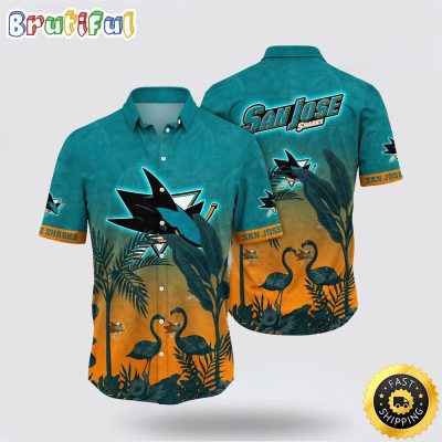 NHL San Jose Sharks Hawaiian Shirt Tropical Flamingo Pattern Summer Hawaiian Shirt