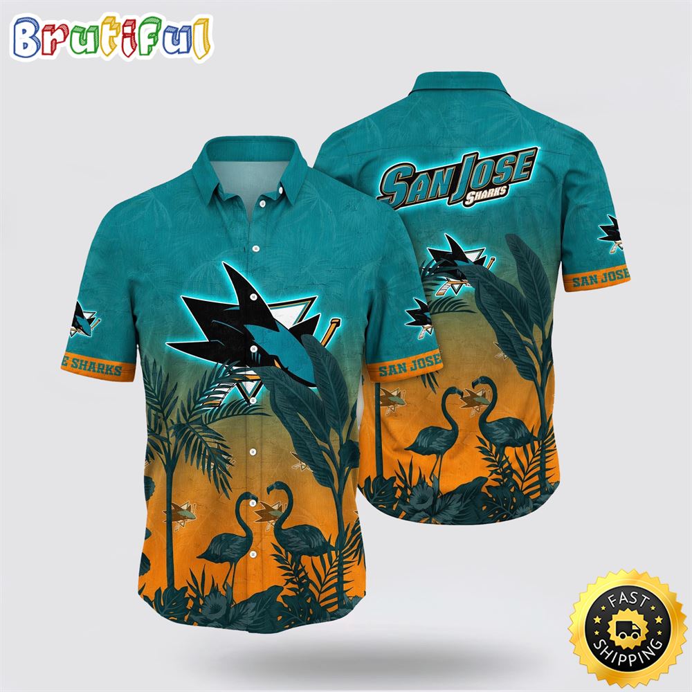 NHL San Jose Sharks Hawaiian Shirt Tropical Flamingo Pattern Summer Hawaiian Shirt