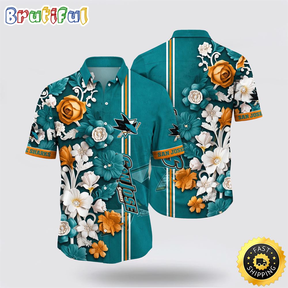 NHL San Jose Sharks Hawaiian Shirt Tropical Hepatica Floral Pattern Summer Hawaiian Shirt