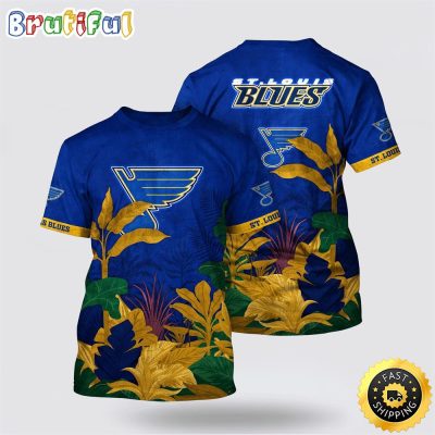NHL St. Louis Blues All Over Print T Shirt Tropical Forest Motifs Summer T Shirt
