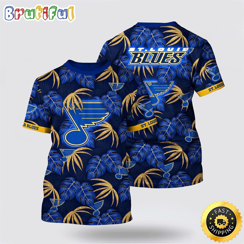 NHL St. Louis Blues All Over Print T Shirt Tropical Motifs Summer T Shirt