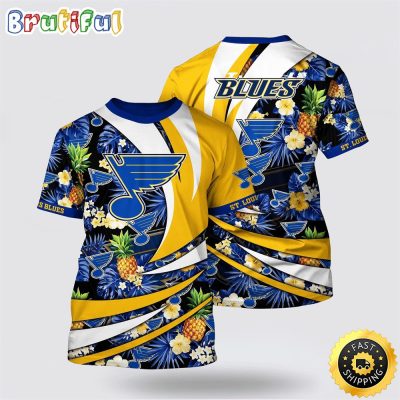 NHL St. Louis Blues All Over Print T Shirt With Tropical Pineapple Summer T Shirt