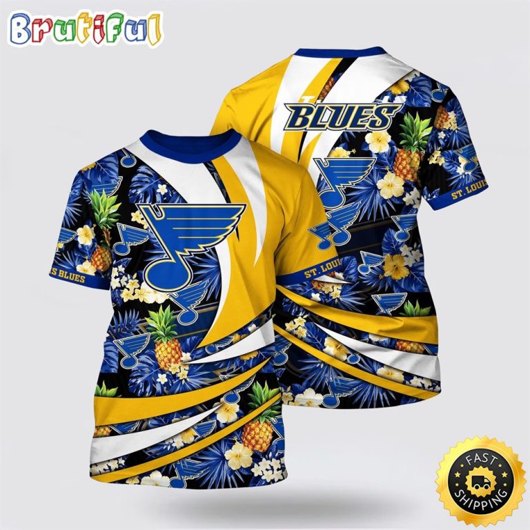 NHL St. Louis Blues All Over Print T Shirt With Tropical Pineapple Summer T Shirt