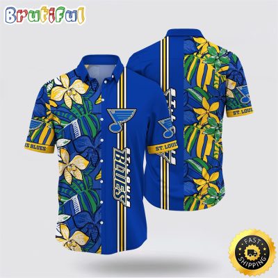 NHL St. Louis Blues Hawaiian Shirt Tropical Tropical Forest Floral Pattern Summer Hawaiian Shirt