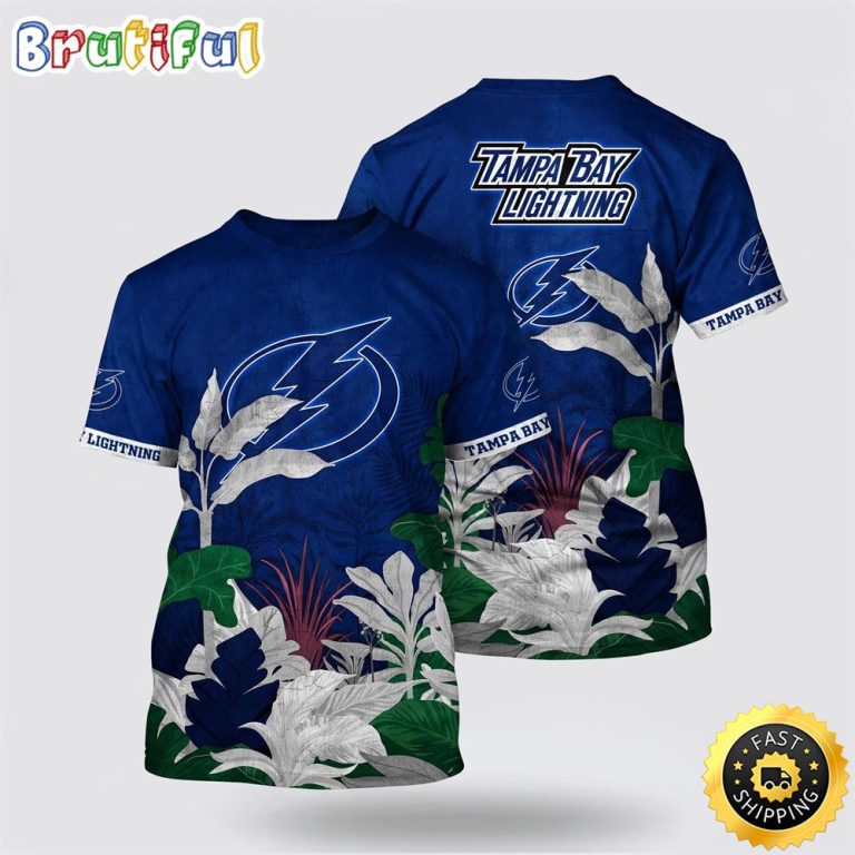 NHL Tampa Bay Lightning All Over Print T Shirt Tropical Forest Motifs Summer T Shirt
