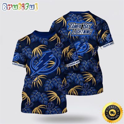 NHL Tampa Bay Lightning All Over Print T Shirt Tropical Motifs Summer T Shirt
