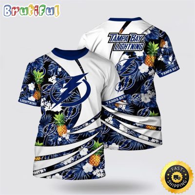 NHL Tampa Bay Lightning All Over Print T Shirt With Tropical Pineapple Summer T Shirt