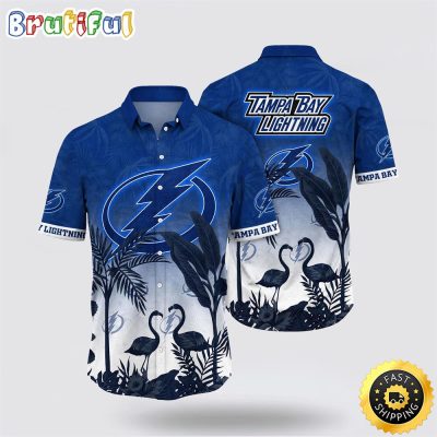 NHL Tampa Bay Lightning Hawaiian Shirt Tropical Flamingo Pattern Summer Hawaiian Shirt