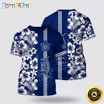 NHL Toronto Maple Leafs All Over Print T Shirt Tropical Apricot Blossom Pattern Summer T Shirt