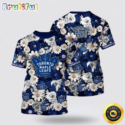 NHL Toronto Maple Leafs All Over Print T Shirt Tropical Begonia Flower Pattern Summer T Shirt