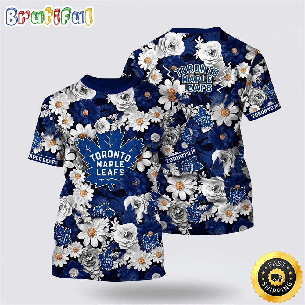 NHL Toronto Maple Leafs All Over Print T Shirt Tropical Begonia Flower Pattern Summer T Shirt NHL Toronto Maple Leafs All Over Print T Shirt Tropical Begonia Flower Pattern Summer T Shirt