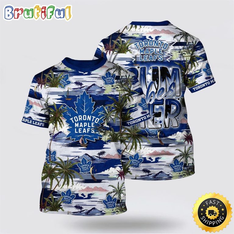 NHL Toronto Maple Leafs All Over Print T Shirt Tropical Desert Island Motif Summer T Shirt