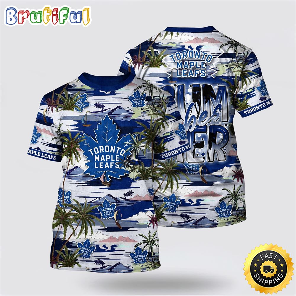 NHL Toronto Maple Leafs All Over Print T Shirt Tropical Desert Island Motif Summer T Shirt NHL Toronto Maple Leafs All Over Print T Shirt Tropical Desert Island Motif Summer T Shirt